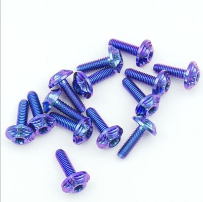 Sekrup Paduan Titanium Sepeda Motor Tc4 Gradien Biru Ungu Standar ANSI ASME