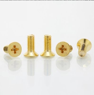 M3 M4 Sekrup Kepala Datar Baja Tahan Karat Sekrup Kepala Countersunk Silang Emas Elektroplating Besi