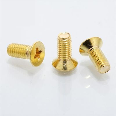 M3 M4 Sekrup Kepala Datar Baja Tahan Karat Sekrup Kepala Countersunk Silang Emas Elektroplating Besi